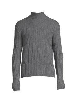 Saks Fifth Avenue Sweaters|Ribbed Merino Wool Blend Turtleneck Sweater