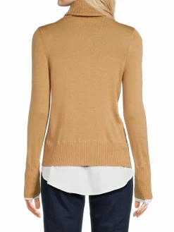 Women Saks Fifth Avenue Ribbed Merino Wool Blend Turtleneck Sweater
