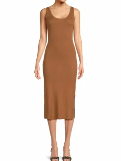 Women Elie Tahari Ribbed Merino Wool Jersey Midi Dress
