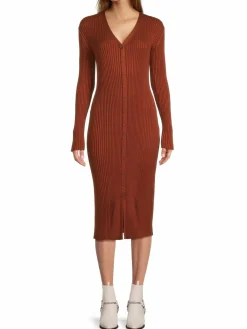Women Saks Fifth Avenue Ribbed Midi Sheath Dress