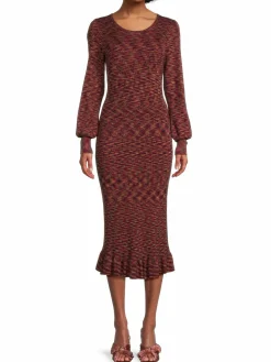 Women Saks Fifth Avenue Ribbed Peplum Midi Dress