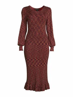 Women Saks Fifth Avenue Ribbed Peplum Midi Dress