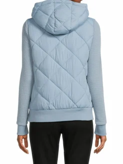 Women Andrew Marc Sport Ribbed Sleeve Puffer Jacket