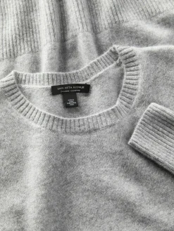 Women Saks Fifth Avenue Ribbed Trim Crewneck Cashmere Sweater