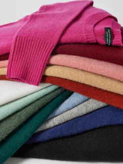 Women Saks Fifth Avenue Ribbed Trim Crewneck Cashmere Sweater