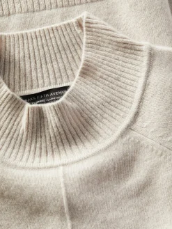 Women Saks Fifth Avenue Ribbed Trim Mockneck Cashmere Sweater