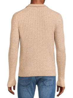 Malo Cashmere|Ribbed Wool & Cashmere Cardigan Castoro Beige