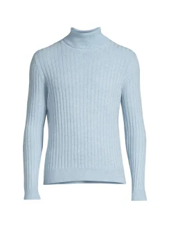 Malo Sweaters|Ribbed Wool & Cashmere Sweater Ice Blue