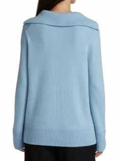 Women Vince Ribbed-Trim Polo Sweater