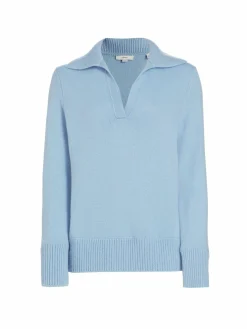Women Vince Ribbed-Trim Polo Sweater