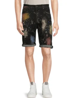 AKOO Shorts|Rider Paint Print Denim Shorts Cocktail