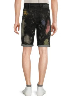 AKOO Shorts|Rider Paint Print Denim Shorts Cocktail