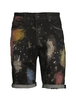 AKOO Shorts|Rider Paint Print Denim Shorts Cocktail