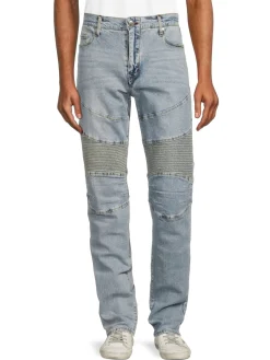 True Religion Jeans|Rocco Moto High Rise Relaxed Skinny Jeans Light Show Blue