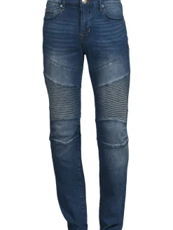 True Religion Jeans|Rocco Moto Relaxed Skinny Jeans Medium Wash