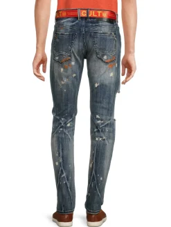 Cult Of Individuality Jeans|Rocker Ripped Slim Fit Jeans Blue