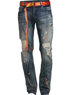Cult Of Individuality Jeans|Rocker Ripped Slim Fit Jeans Blue
