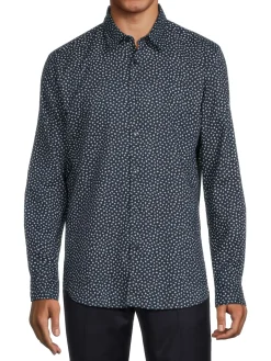 BOSS Linen|Roger Linen Blend Sport Shirt Navy