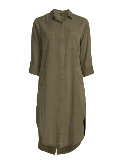 Women Saks Fifth Avenue Roll Tab Chambray Shirt Dress