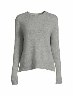 Women Saks Fifth Avenue Rolled Edge Crewneck Cashmere Sweater