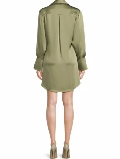 Women Jonathan Simkhai Roma Plunge Satin Shirt Dress