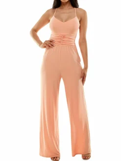 Women Bebe Ruched Cutout Jumpsuit