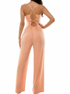 Women Bebe Ruched Cutout Jumpsuit
