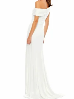 Women Mac Duggal Ruched One Shoulder Slit Gown