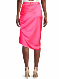 Women Renee C. Ruched Satin Midi Skirt