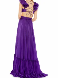 Women Mac Duggal Ruffle Cutout Pleated Ball Gown