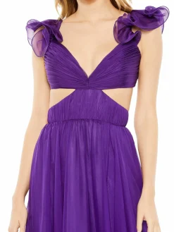 Women Mac Duggal Ruffle Cutout Pleated Ball Gown