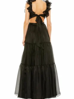 Women Mac Duggal Ruffle Cutout Tiered Gown