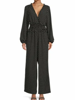 Women Max Studio Ruffle Polka Dot Jumpsuit