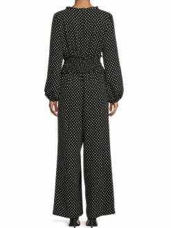 Women Max Studio Ruffle Polka Dot Jumpsuit