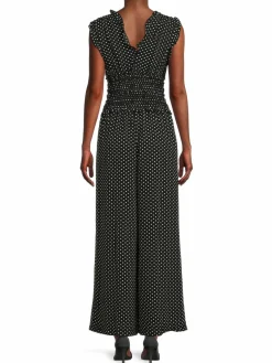 Women Max Studio Ruffle Polka Dot Jumpsuit