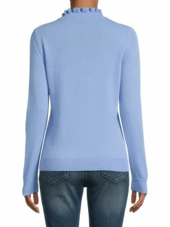 Women Sofia Cashmere Ruffled Mockneck Cashmere Sweater