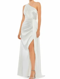 Women Mac Duggal Satin One Shoulder Gown