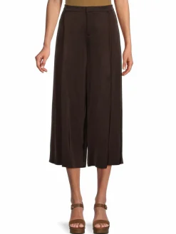 Women Vince Satin Pleated Cropped Wide Pants