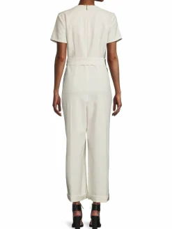 Women Karl Lagerfeld Paris Scuba Crepe Belted Jumpsuit