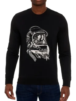Robert Graham Linen|Scubba Skull Cotton & Linen Sweatshirt Black