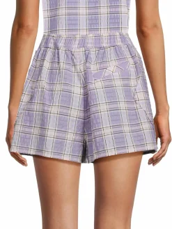 Women Ganni Seersucker Checked Shorts