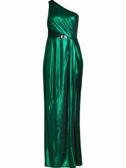 Women Marchesa Semi Sheer Panel One Shoulder Gown