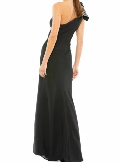 Women Mac Duggal Sequin Bow One Shoulder Gown