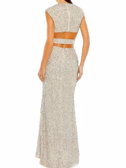 Women Mac Duggal Sequin Cutout Plunge Gown