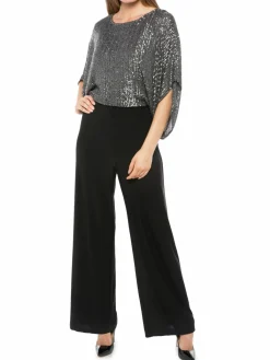 Women Marina Sequin Dolman Wide Leg Jumpsuit