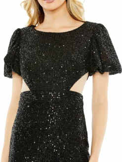 Women Mac Duggal Sequin Flare Jumpsuit