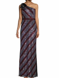 Women Marchesa Sequin One-Shoulder Gown