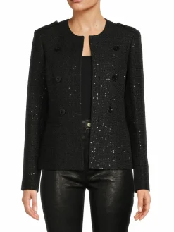 Women Tommy Hilfiger Sequin Wool Blend Jacket