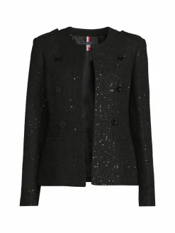 Women Tommy Hilfiger Sequin Wool Blend Jacket