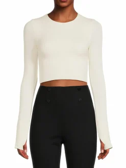 Women Spiritual Gangster Serene Ribbed Twist Back Crop Top
